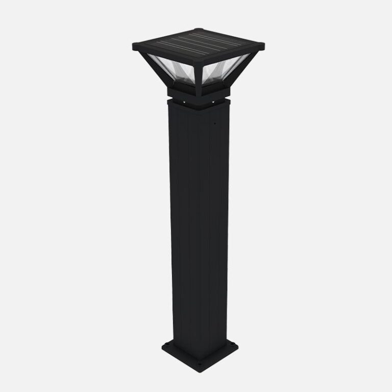 The B-SQ bollard with solar LED lighting.